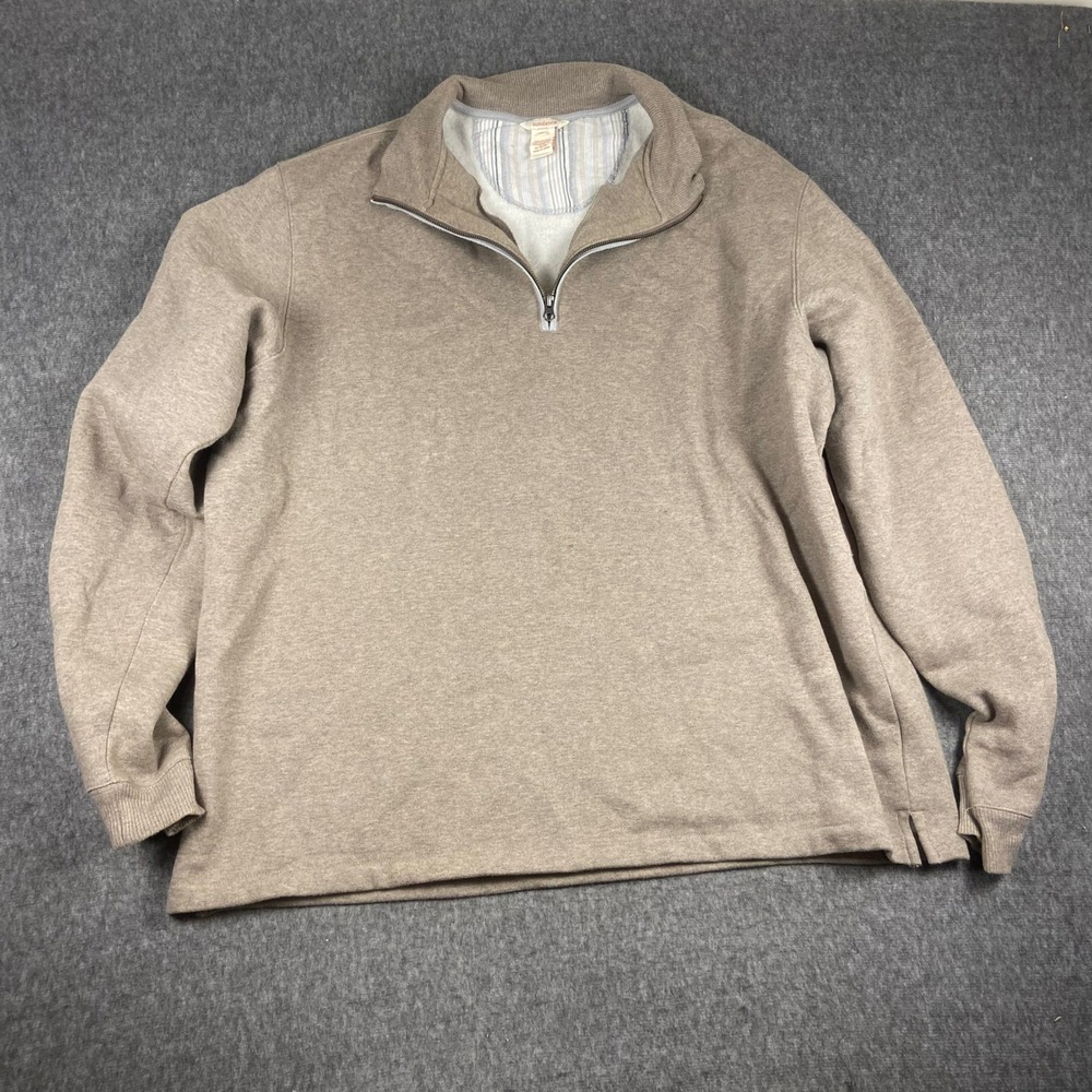Sundance XXL Quarter Zip Pullover Sweater Beige Elbow Patch Lined Collar